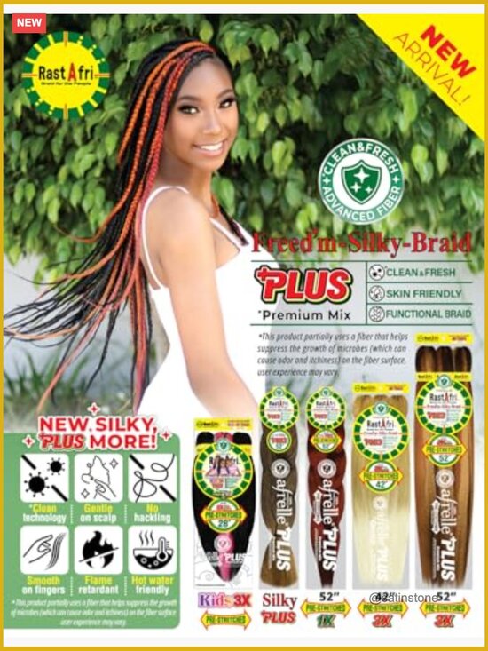 Pre-Stretched Silky Braiding Hair 3X with Bandana - 2 Packs